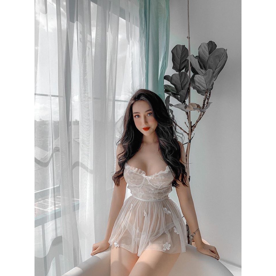 Váy ngủ Quảng Châu điểm hoa sang trọng