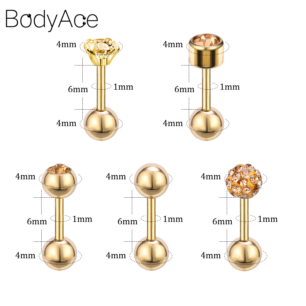Set 10 Khuyên Tai Thép Không Gỉ Đính Đá Pha Lê Thời Trang