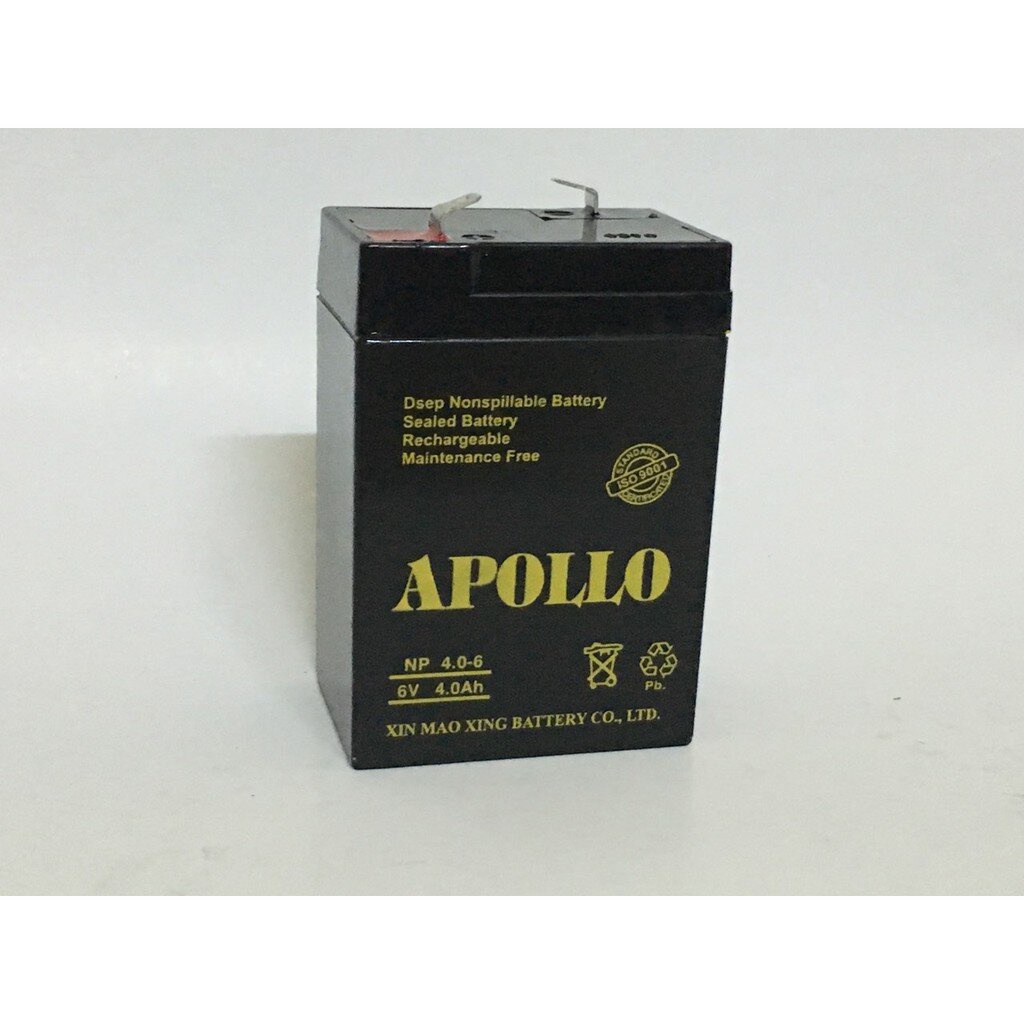 Bình ắc quy khô 6v 4Ah APOLLO, Dùng cho USB, thiết bị chiếu sáng, đồ chơi trẻ em.