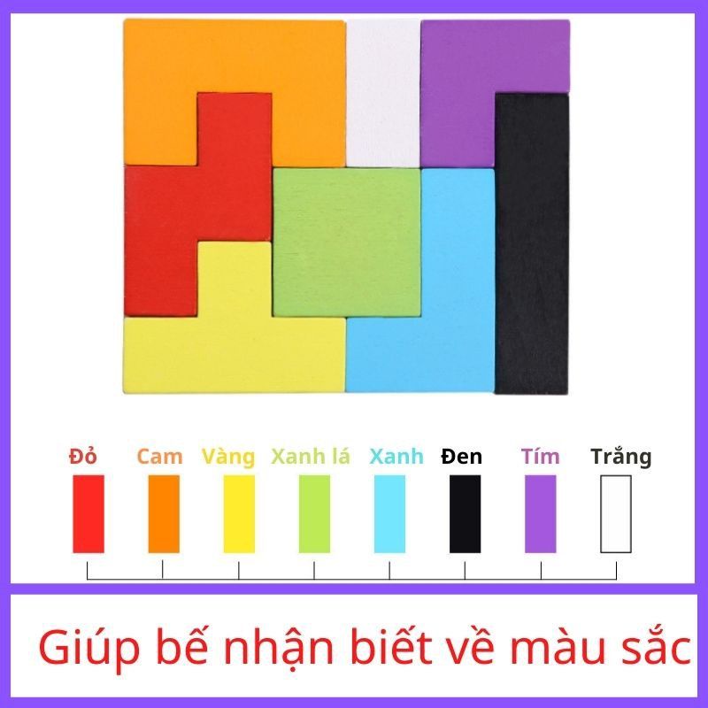 Xếp hình gỗ Tetris Montesorri thông minh cho bé