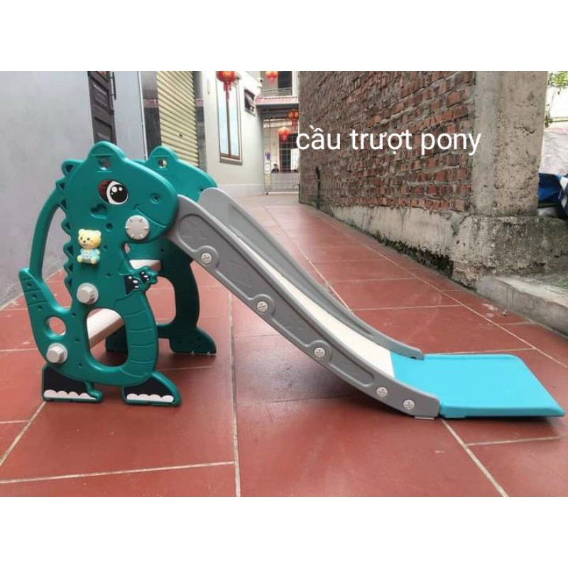 CẦU TRƯỢT CHO BÉ /  CẦU TUỘT TRONG NHÀ MẪU NGỰA PONY CHO BÉ TỪ 1- 5 TUỔI TẶNG KÈM BÓNG RỔ VÀ GẤU PHÁT NHẠC