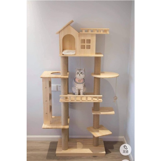 Nhà cây gỗ thông đẹp cho mèo, cattre mèo