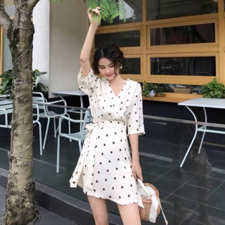 Váy chấm bi ulzzang cổ bẻ