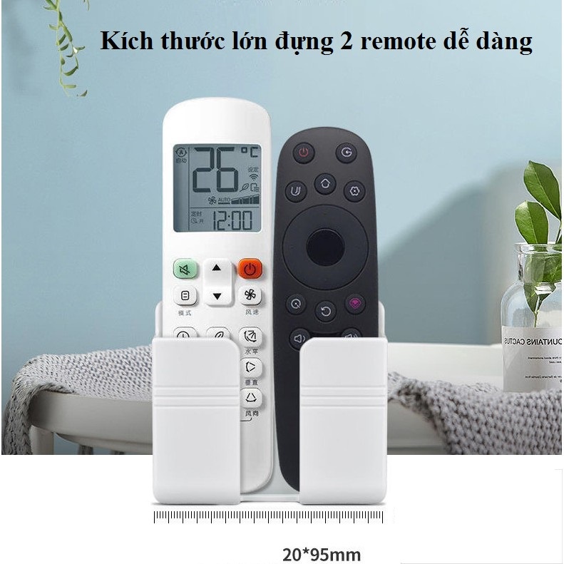 Kệ dán tường đa năng - Khay giá để điều khiển, điện thoại sạc... mẫu mới có rãnh và 2 tai móc tiện lợi No.101174