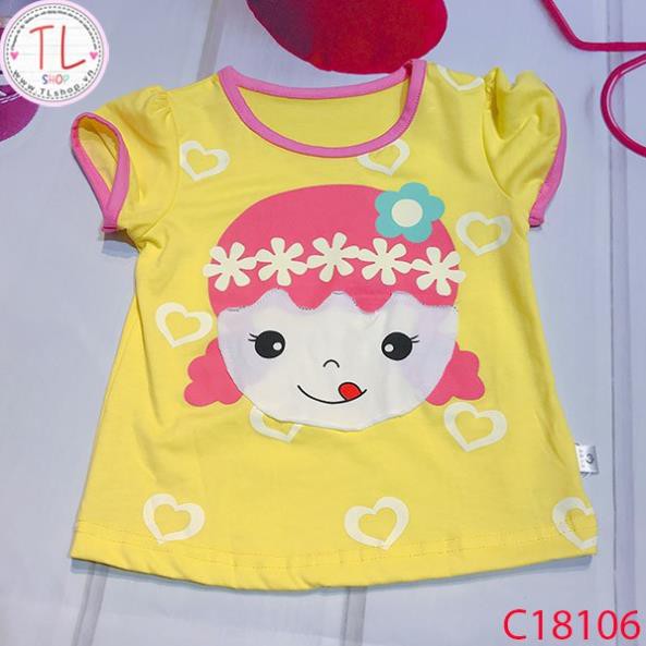 Thời trang trẻ em - Bộ áo quần thun ngắn hình bé đội vòng hoa - Quần áo bé gái - Bộ bé gái