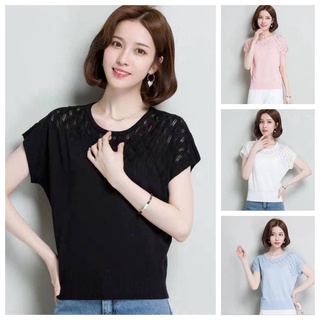 Áo Thun Tay Ngắn Cổ Tròn Dáng Rộng Vải Lụa Lạnh Thời Trang Cho Nữ Trung Niên