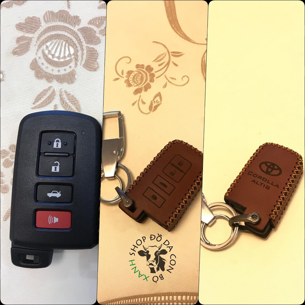 Bao da chìa khoá Toyota Altis 2019, Highlander, Camry 2017 handmade da thật 008