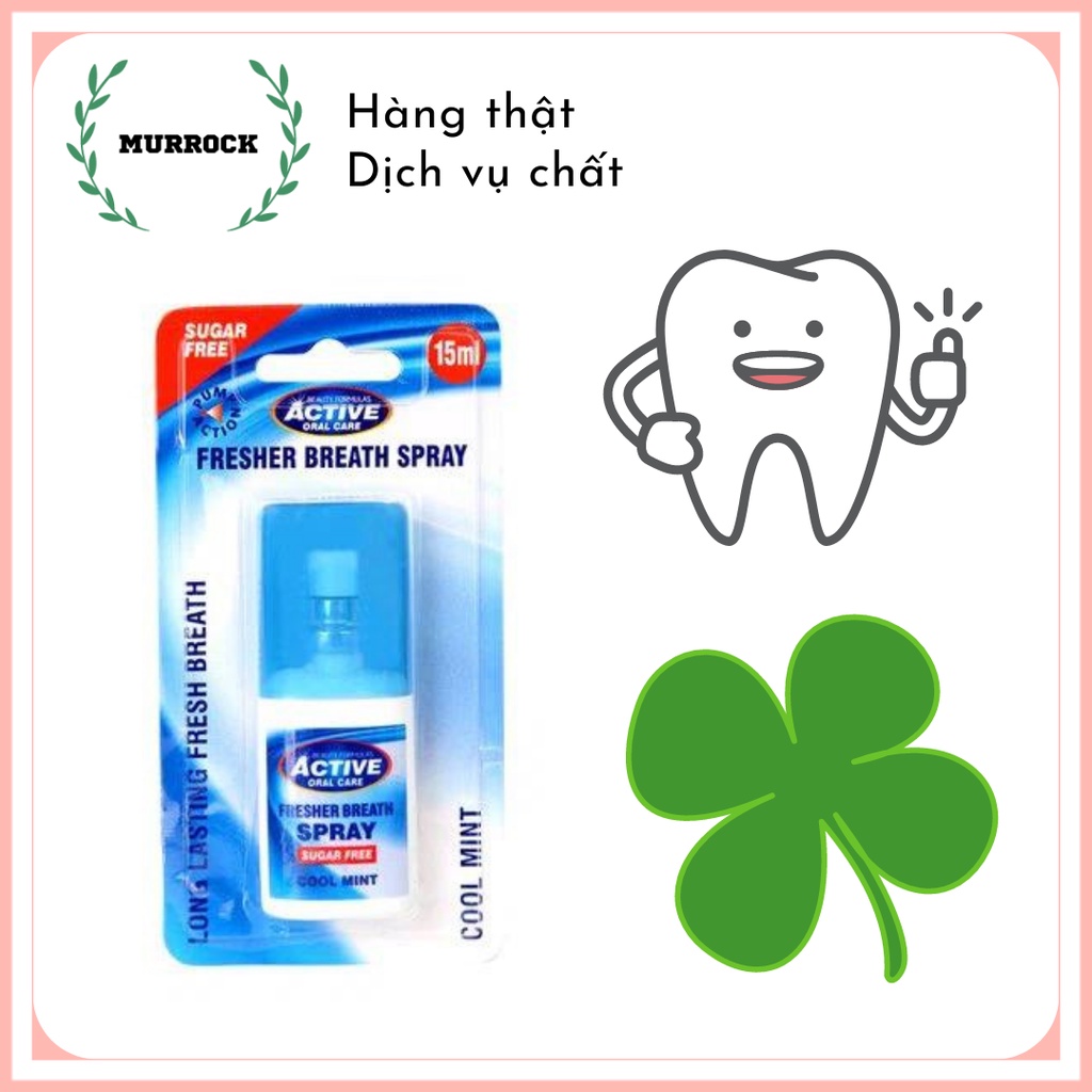 Xịt thơm miệng bạc hà Active Beauty Formulas UK Anh Quốc 15ml