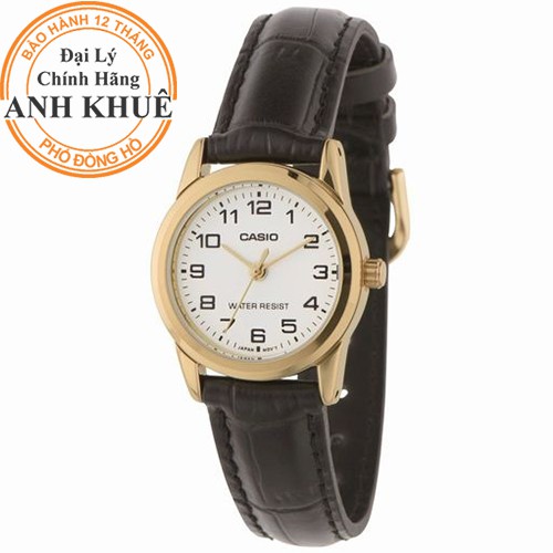 Đồng hồ nữ dây da Casio chính hãng Anh Khuê LTP-V001GL-7BUDF