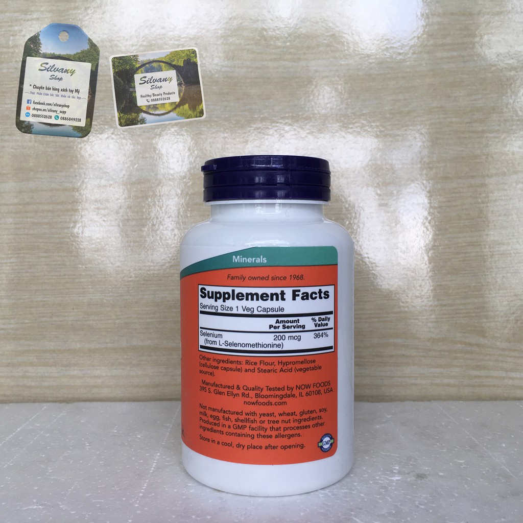 Selenium 200mcg Now Foods - Tăng Cường Hệ Miễn Dịch, Chống Oxy Hóa
