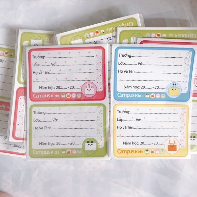 Tập nhãn vở campus kids/foods/doremon/mode&kool