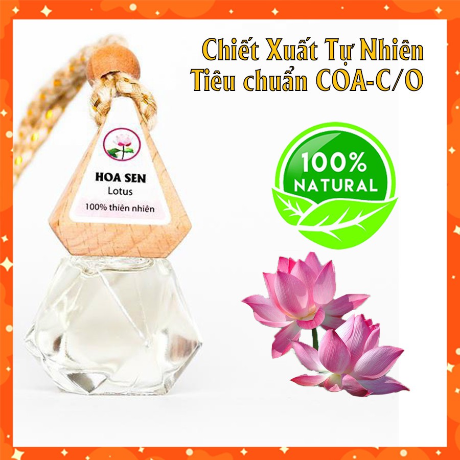 Tinh Dầu Treo Xe Ô Tô Hương Thơm Hoa Sen - Khử Mùi Xả Stress nhiều mùi hương 10ml