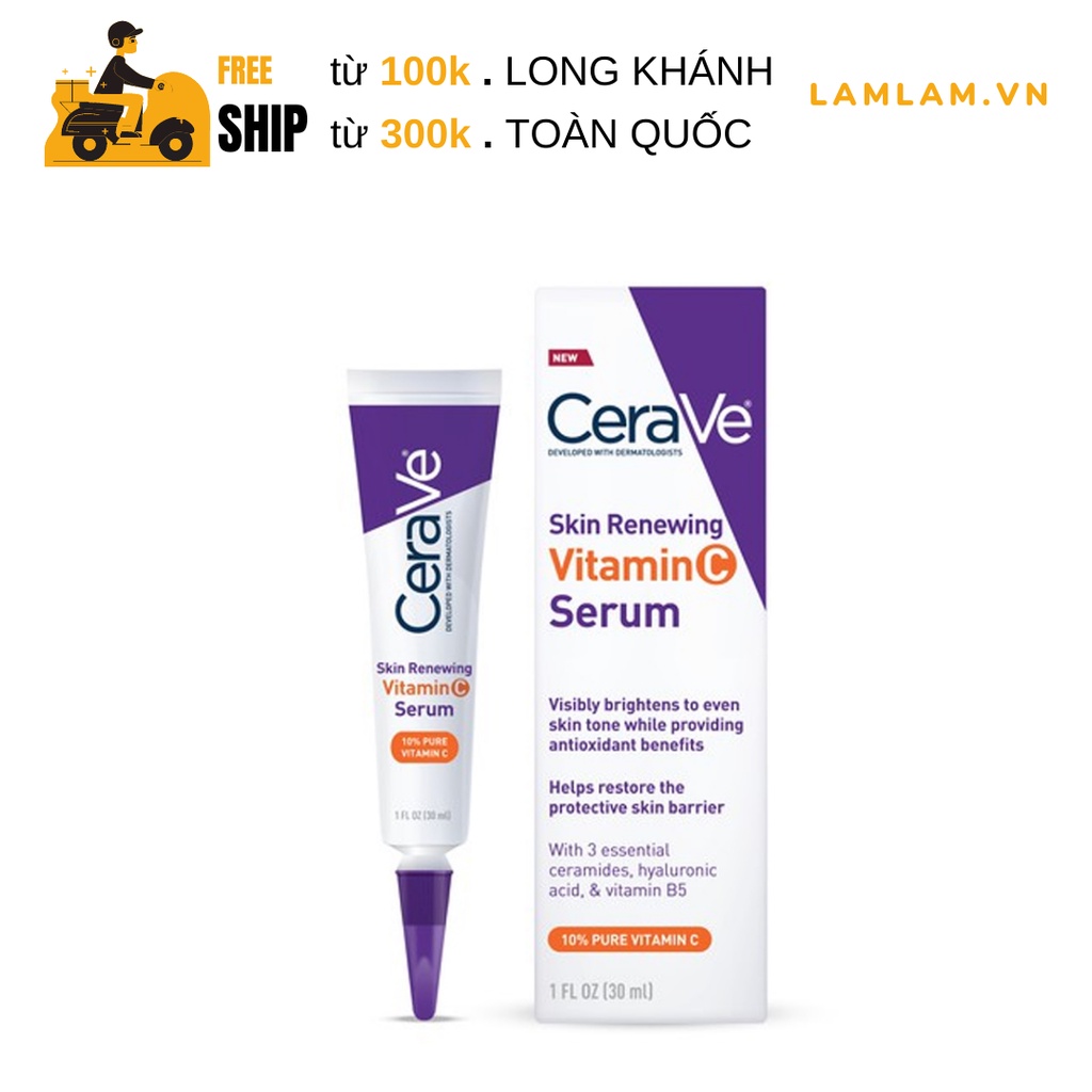 Tinh chất sáng da mờ thâm CeraVe Skin Renewing 10% Vitamin C ( 30mL )