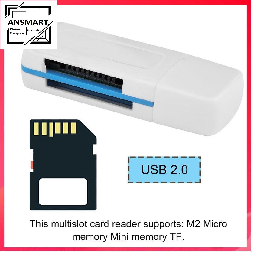 Đầu đọc thẻ nhớ đa năng 4 trong 1 cổng USB 2.0 cho thẻ nhớ SD/TF/T-Flash/M2