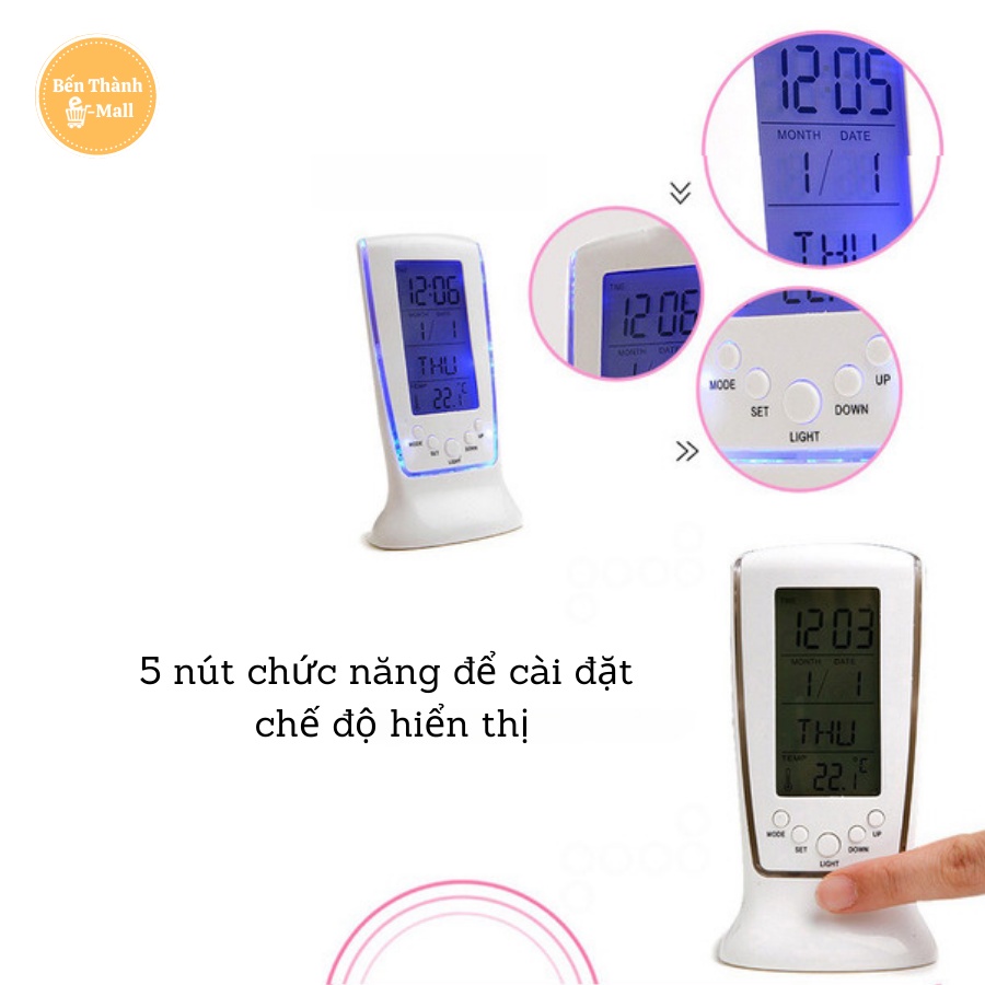 Đồng hồ để bàn đa năng Square Clock hiển thị ngày tháng, thời gian, nhiệt độ chính xác