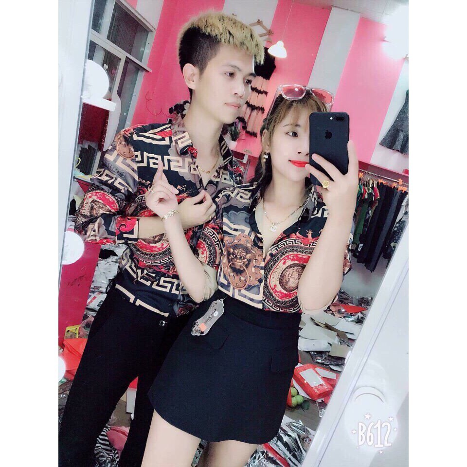 (TRÙM SỈ) Áo Sơ mi cặp rồng đỏ cao cấp