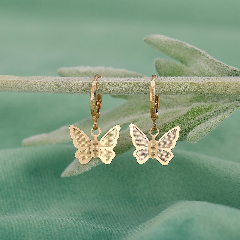 Khuyên Tai Khoen Tròn Mặt Hình Bướm Xinh Xắn Thời Trang Hàn Quốc Cá Tính Dành Cho Bạn Nữ Đeo Khi Dự Tiệc