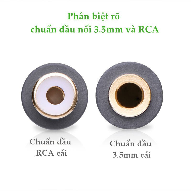 Cáp chuyển đổi 3.5mm cái sang 2 đầu RCA cái dài 20CM UGREEN 10562 ✔HÀNG CHÍNH HÃNG ✔