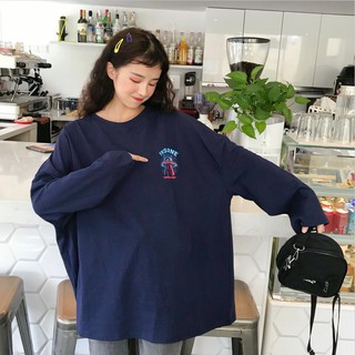 Áo thun Thu Đông Dài Tay Nữ Unisex Form Thụng Oversize Kiểu Áo Phông Đôi Tay Dài