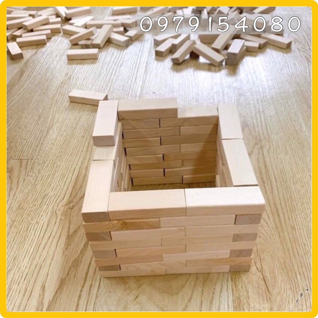 1Kg Thanh Gỗ Lớn  - Đồ Chơi Trẻ Em, Xếp Hình Domino Montessori Rèn Luyện Trí Thông Minh Cho Trẻ