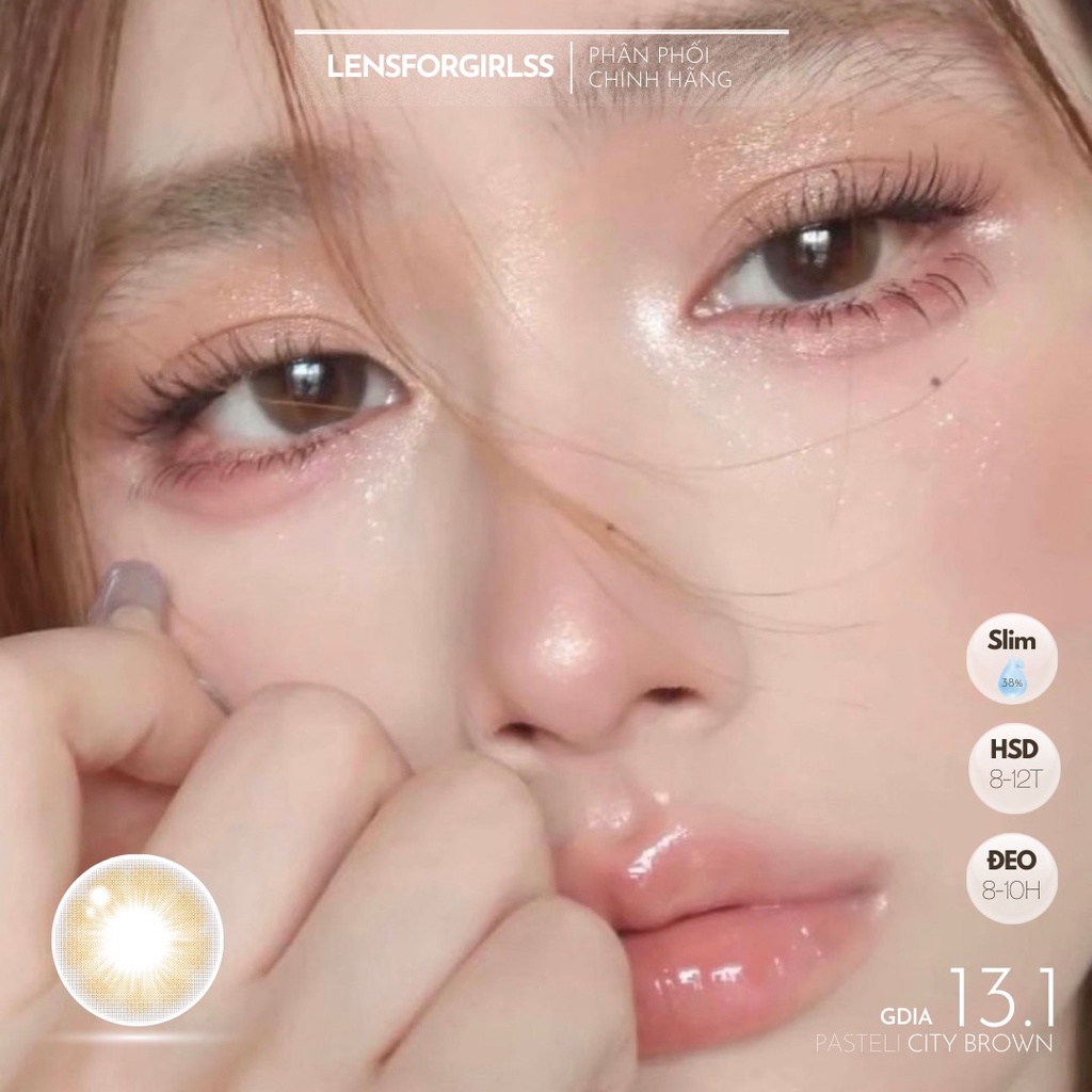 Kính áp tròng màu pastel PASTELI CITY BROWN chính hãng ISHA KOREA| Hsd 8-12 tháng | Lens cận
