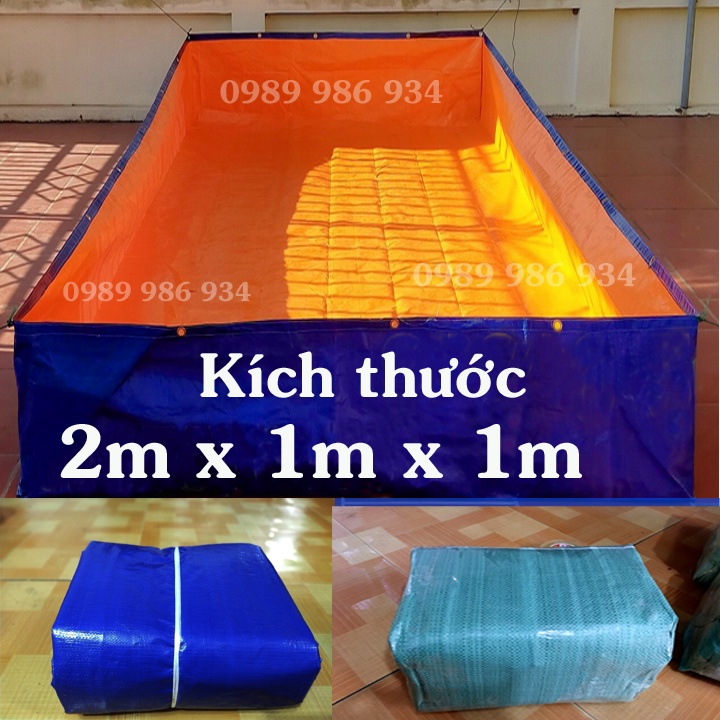 Bể bạt nuôi lươn ốc kích thước 2m x 1m x 1m loại bạt 2 da dày
