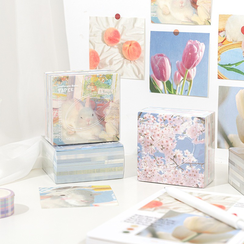 Giấy note ảnh decor vintage bộ 8 mẫu 320 tờ ghi chú tranh dán tường trang trí phòng bàn học phụ kiện trang trí chụp ảnh