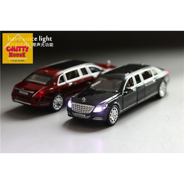 [Chitty]Mô Hình Xe Mercedes Maybach S600 tỷ lệ 1:24, Làm từ hợp kim , Có đèn, Có âm thanh mô phỏng tiếng khởi động xe