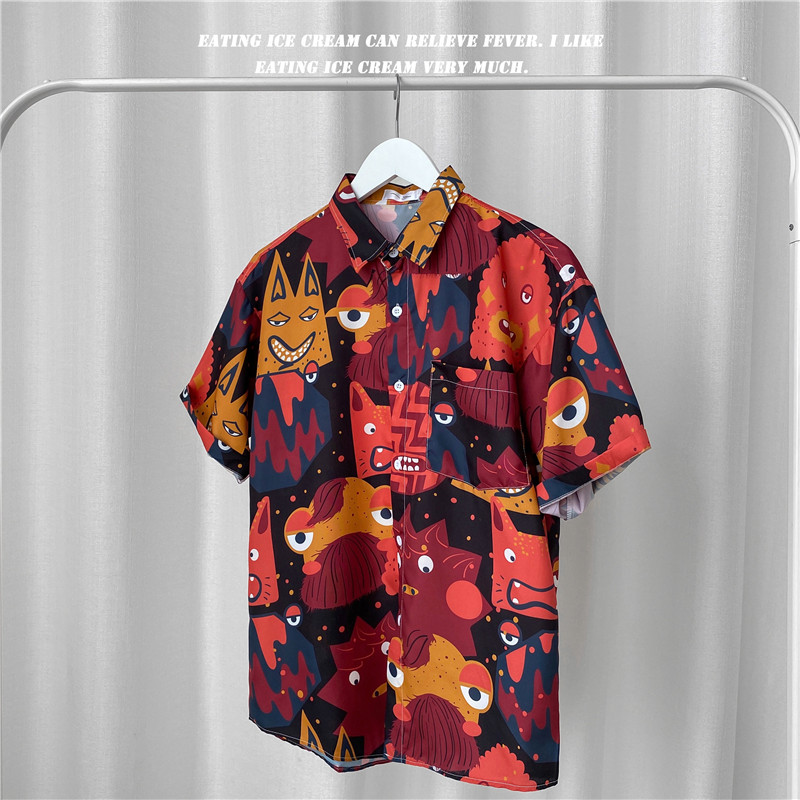 Men's Short Sleeve Shirt Printed with Personality Fashion Summer 2021 (M-3Xl)