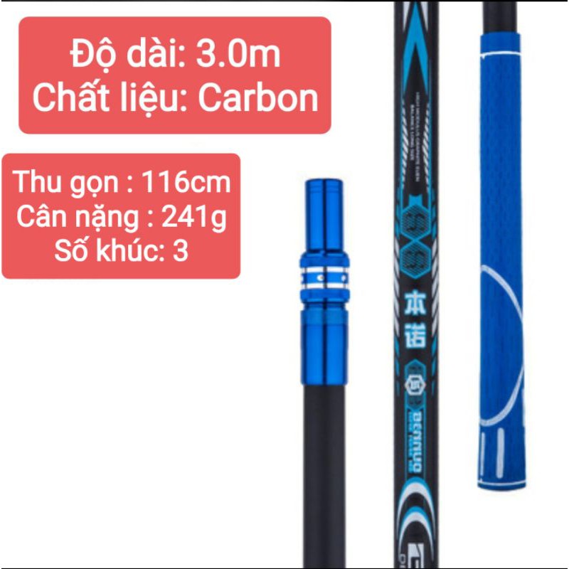 Cán vợt carbon câu cá hãng Bennuo 3m