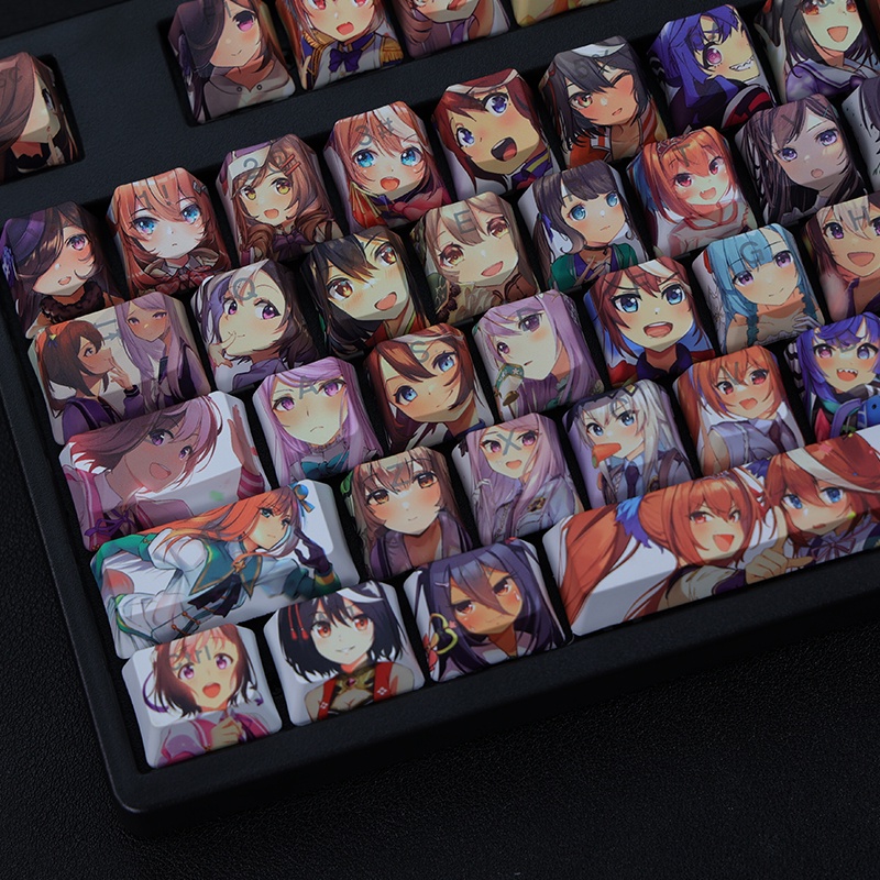 UMAMUSUME Pretty Derby theme keycap OEM profile PBT Thuốc nhuộm thăng hoa Bàn phím cơ bàn phím Anime keycap xuyên thấu Bàn phím nhẹ 108 phím
