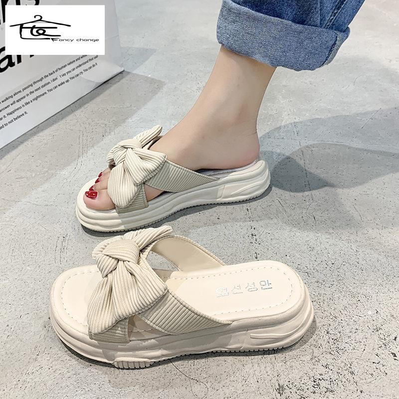 Dép Sandal Đế Xuồng Siêu Mềm Đính Nơ Thời Trang Mùa Hè Cho Học Sinh