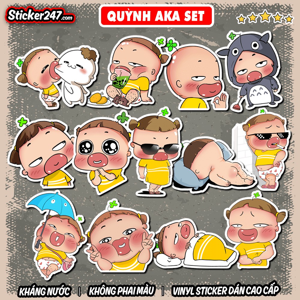 Sticker Quỳnh Aka Cute Icon 🌈Freeship chống nước sticker dán laptop, điện thoại, đàn, mũ bảo hiểm, vali - CHA02