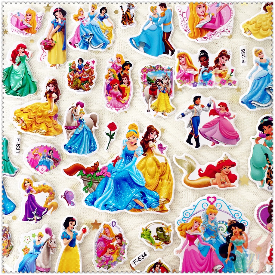 ❀ Hình Dán Phần Thưởng Công Chúa Disney Q-3 Tự Làm ❀ 1 Miếng Dán Bong Bóng 3D Bằng PVC Chống Nước