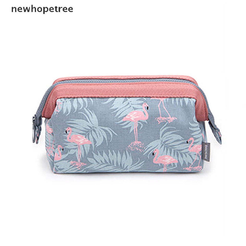 Túi Đựng Đồ Trang Điểm Họa Tiết Hồng Hạc Dành Cho Nữ