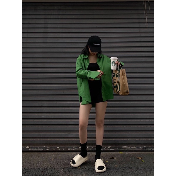 Áo somi tay dài màu hot nhất 2022 màu xanh lá (ảnh tự chụp) | BigBuy360 - bigbuy360.vn