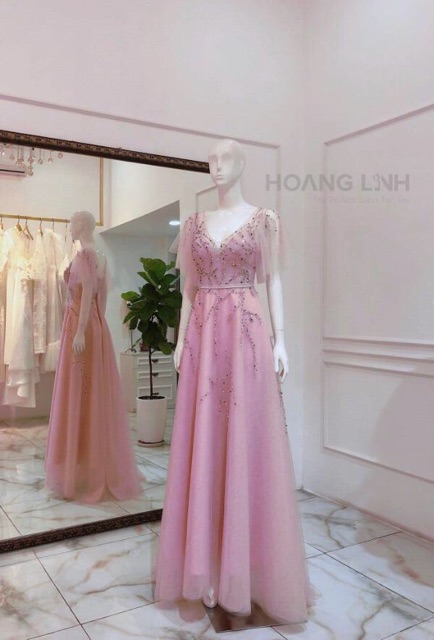 Đầm maxi dạ hội tay loe kèm ảnh thật