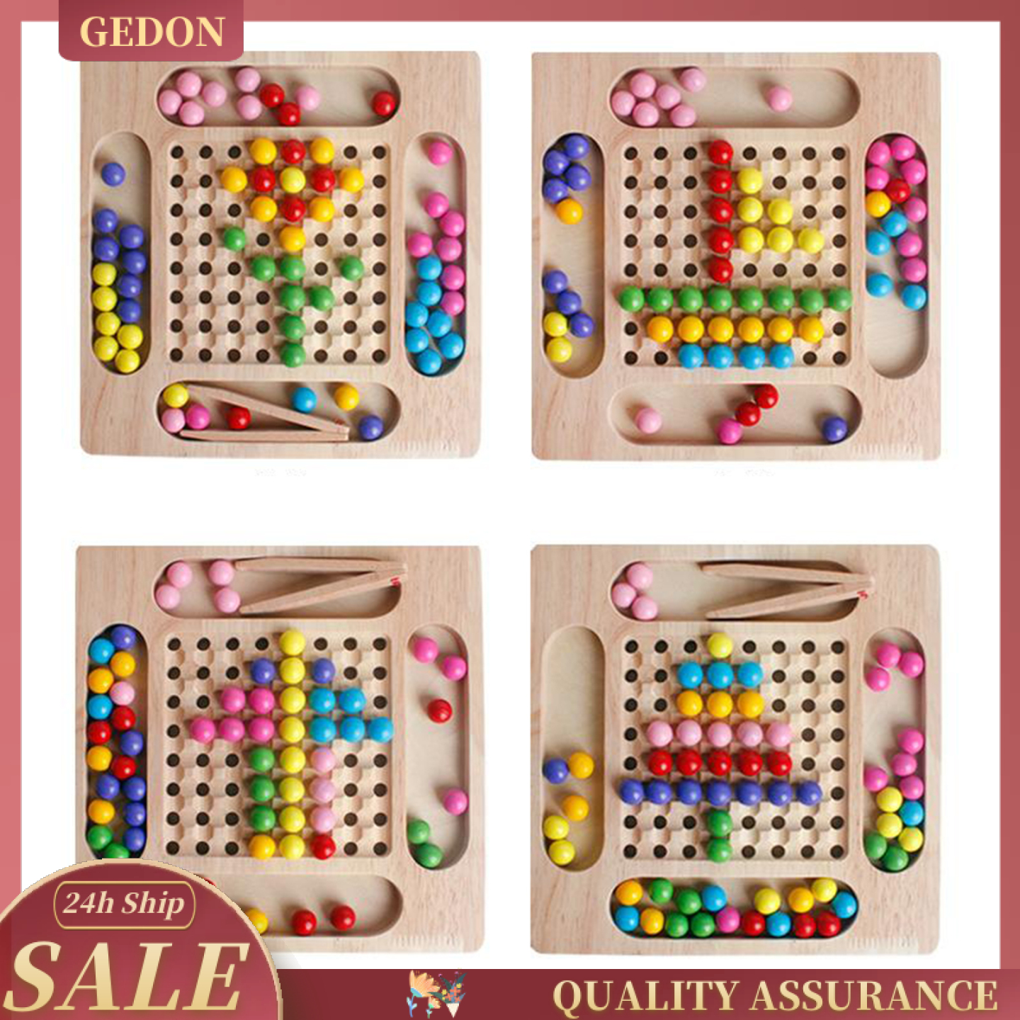 Wooden Puzzle Counting Sorting Stacking Art Clip Beads Game Early Educational Hand-Eye Coordination Brain Training Solution