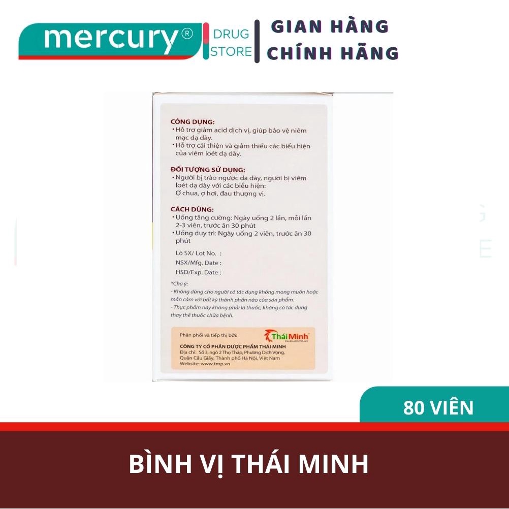 Viên Uống Bình Vị Thái Minh Hỗ Trợ Giảm Acid Dịch Vị & Bảo Vệ Niêm Mạc Dạ Dày 80 Viên