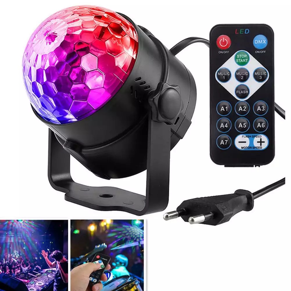 LOẠI CÓ REMOTE Đèn nháy Tết xoay vũ trường 7 màu cảm ứng nháy theo nhạc 2023  BẢO HÀNH 6 THÁNG