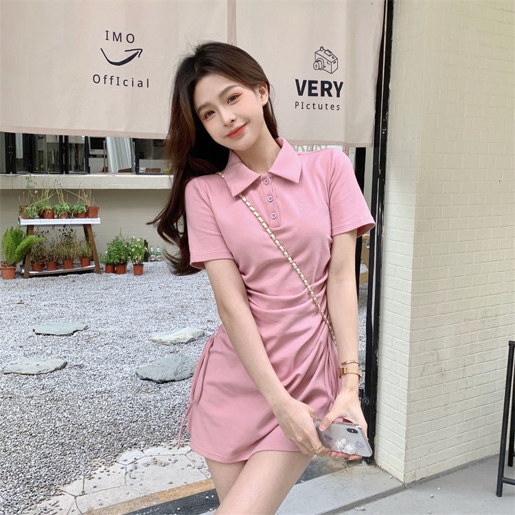 Đầm polo Tay Ngắn Dáng Ôm Thời Trang Hàn Quốc Quyến Rũ Cho Nữ