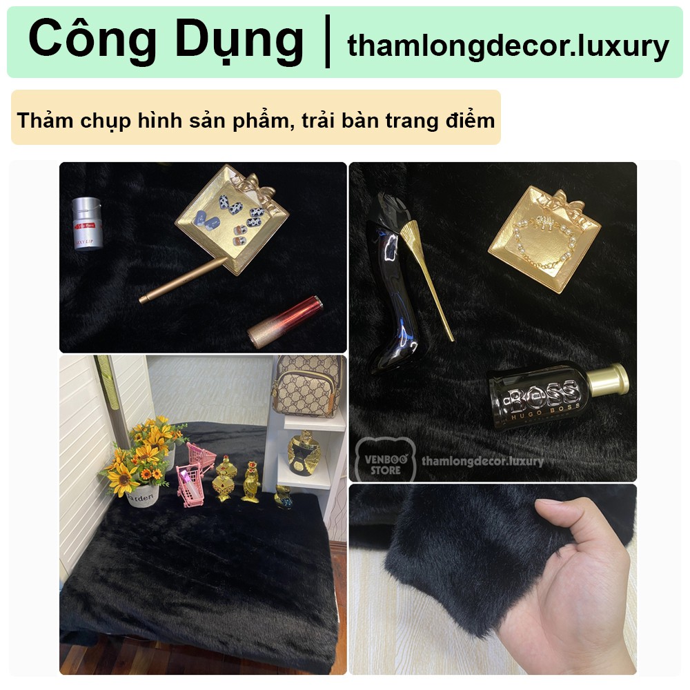 100*160cm Thảm Lông Decor Bàn Trang Điểm | Thảm Lông Chụp Ảnh Decor Phòng Ngủ | Lông THỎ Đen Korea