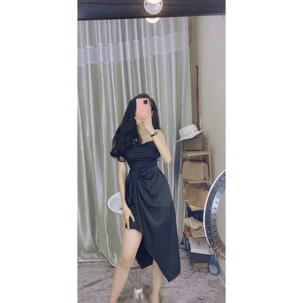 [ẢNH CHÍNH CHỦ]_Đầm Tiệc 2 Dây Nhún Xếp Ly Xẻ đùi Sexy Mềm Mịn 4 Màu HANNAHOUSE 1364 | BigBuy360 - bigbuy360.vn