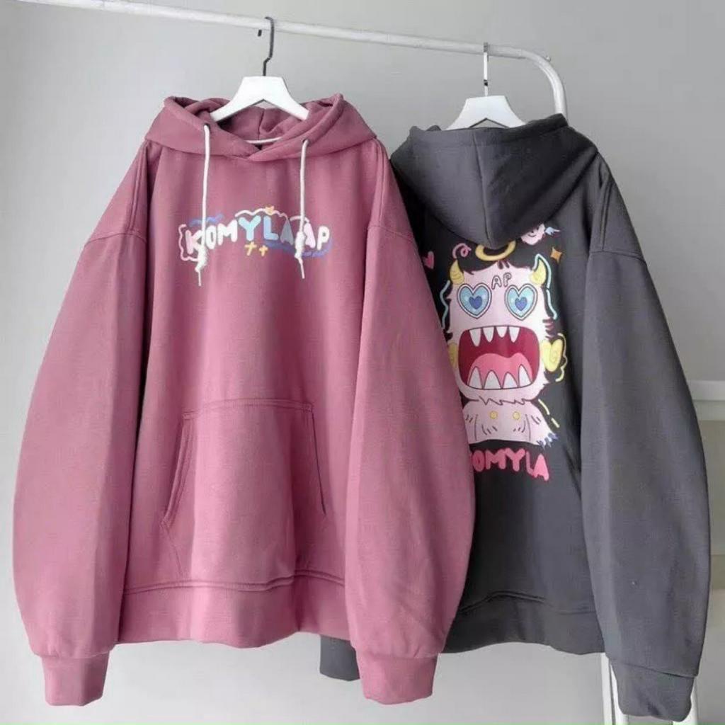 Áo Khoác Hodie Nỉ Unisex Nam Nữ In Hình Komylaap Hoạ Tiết Form Rộng Dưới 55kg
