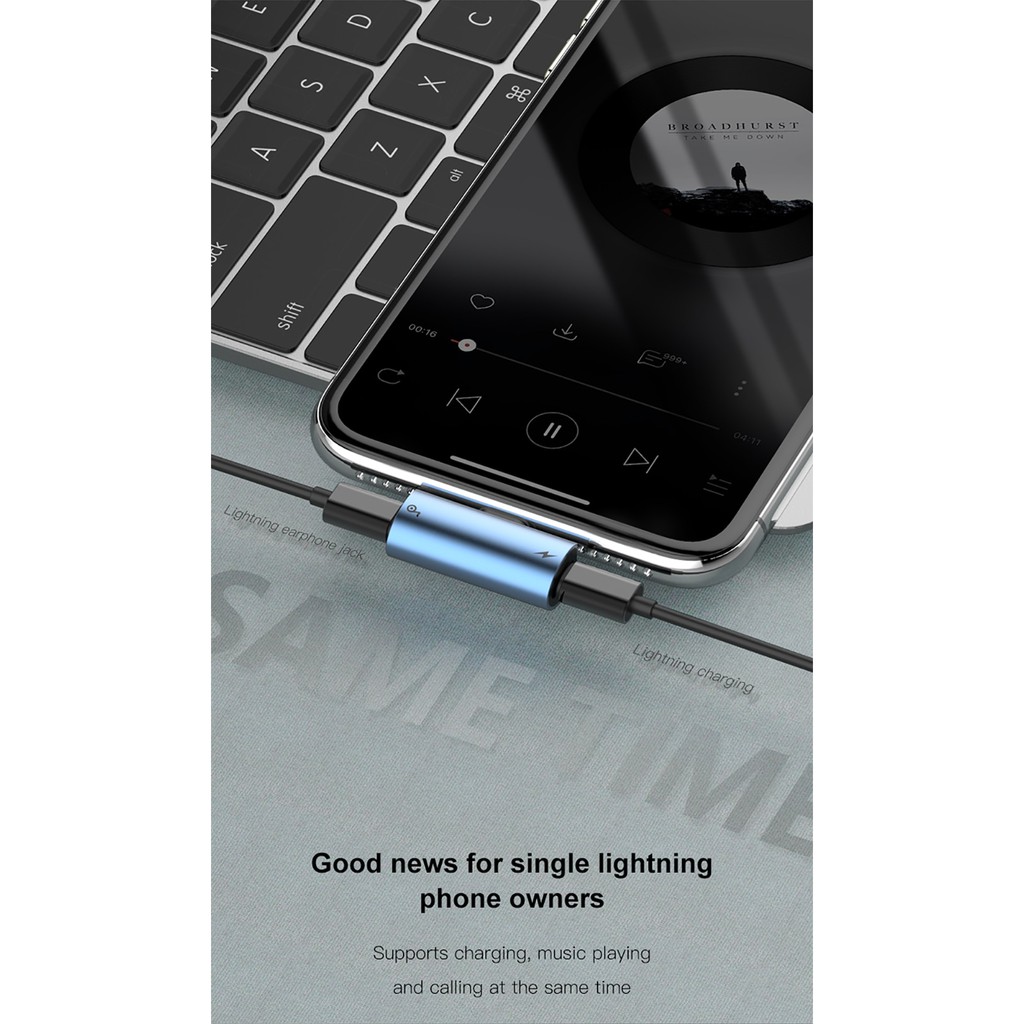 Bộ chia cổng Lightning 1 thành 2 có hỗ trợ đàm thoại Baseus L46 cho iPhone