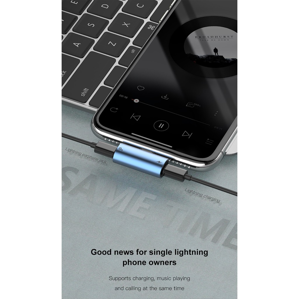 Đầu OTG Chia 1 Ra 2 Lighning Cho Iphone/Ipad Baseus L46 Chính Hãng - Sạc Lighning + Audio 3.5