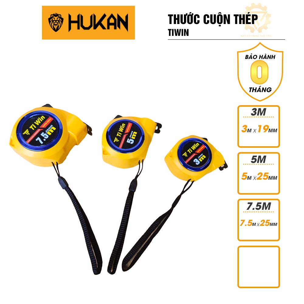 Thước cuộn mét dây rút thep Tiwin siêu cứng cao cấp đa năng chiều dài 3m | 5m | 7.5m