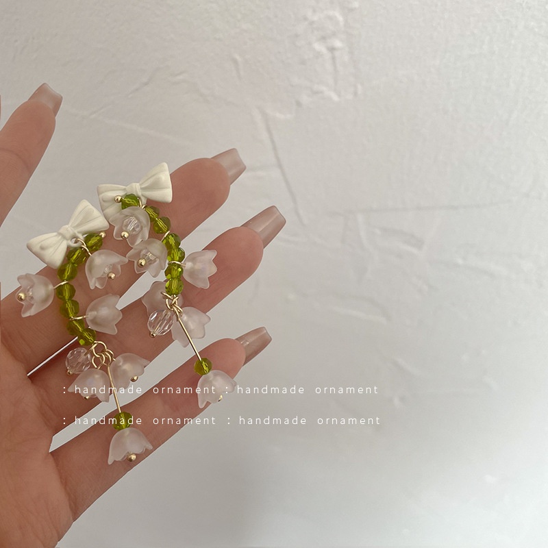 [Hàng Mới Về] Bông Tai Dạng Kẹp Hình Hoa Lily of the Valley Mới Thiết Kế Đục Lỗ Thiết Kế Trang Sức Cho Nữ Giới