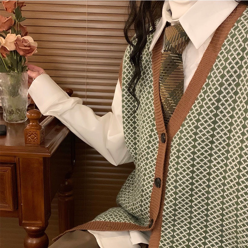Áo khoác Cardigan cổ chữ V không tay thiết kế mới thời trang dành cho nữ | BigBuy360 - bigbuy360.vn