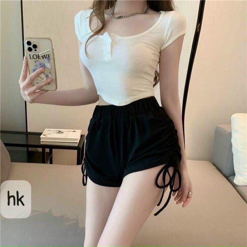 Set Bộ Áo Croptop Kèm Quần Rút Dây Siêu Đẹp